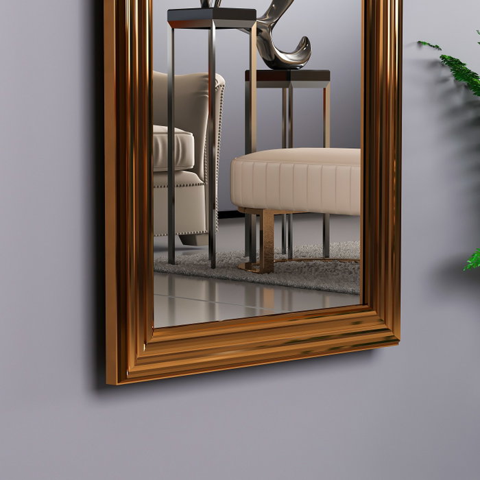 Hanah Home Espejo de muelle con marco de bronce 40x105 cm